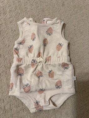 Little Planet by Carter's Organic Baby Romper - Cream with Pink Accents